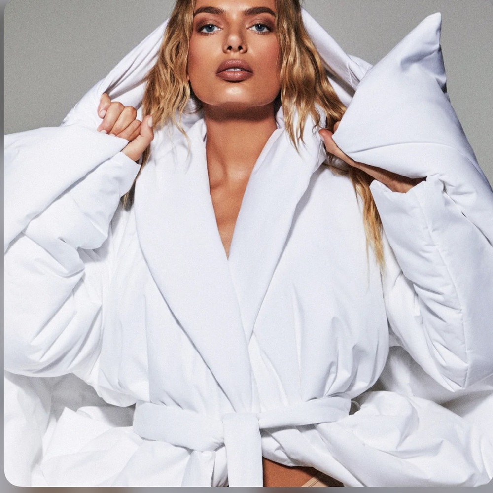 COTTON DUVET ROBE color is Marble